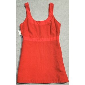 New Maeve Anthropologie Red Textured Empire Waist Mini Dress Sleeveless Size 14